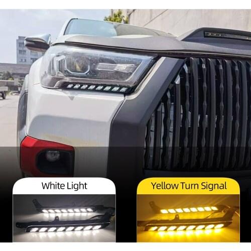 2PCS Car LED headlight Daytime Running Light For Toyota Hilux Revo Rocco 2020 2021 Turn Yellow Signal DRL Daylight
