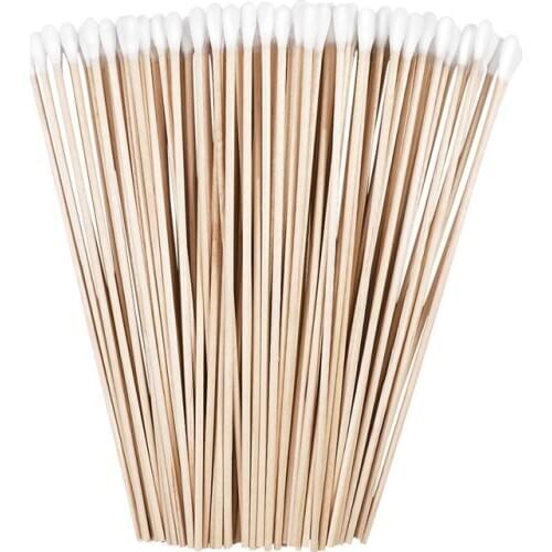 200pcs 6 Inch Swabs Cotton Stick Swab Clean Room Dedicated Wipe Cotton Tipped Applicator Wooden Swab