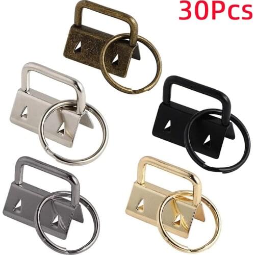 30Pcs 26mm Key Fob Hardware With Keychain Split Ring For Wrist Wristlets Cotton Tail Clip Home DIY Accessories