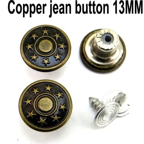 30PCS Copper Star Jeans Button 13MM Decorative Clothes Accessory Garment Heart Trousers Buttons Fit MJB-353X