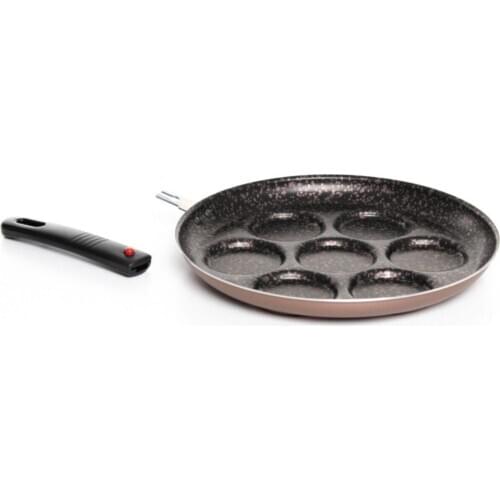 7 hole Roast Pot Omelette Pan Non-Stick Egg Gözleme Steak Frying Pan Cooking Egg Pan Granite Effect Pancakes Pan 28 Cm