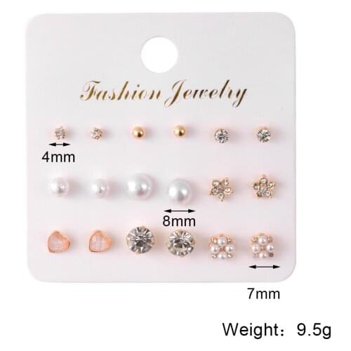 9 pairs/set Stud Earrings Set Earrings for Women Boucle Oreille Femme Korean Fashion серьги oorbellen voor vrouwen Jewelry
