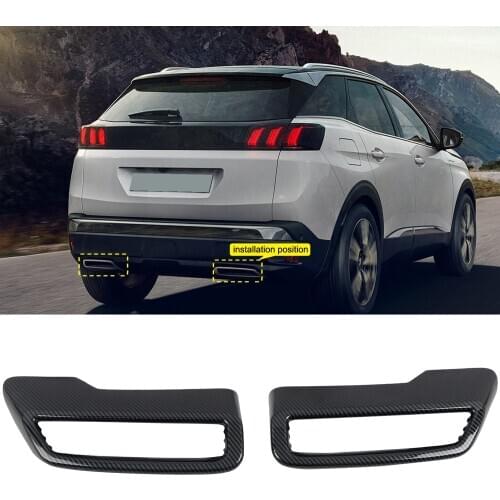 Car Accessories 2pcs ABS Rear Exhaust Muffler Tail Pipe Molding Cover Trim for Peugeot 3008 5008 Allure Access 2017 2018 2019