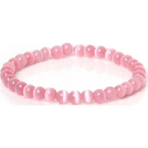 1Pcs/lot Mix Color Vintage Natural Cats Eye Stone Balls Bracelet & Bangle Brief 6MM Wristband Hand Chain For Women