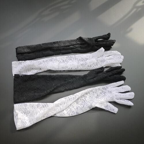Black Lace Long Gloves Thin Sunscreen Gown Gloves Party Cocktail Party Annual Party Lace Long Gloves