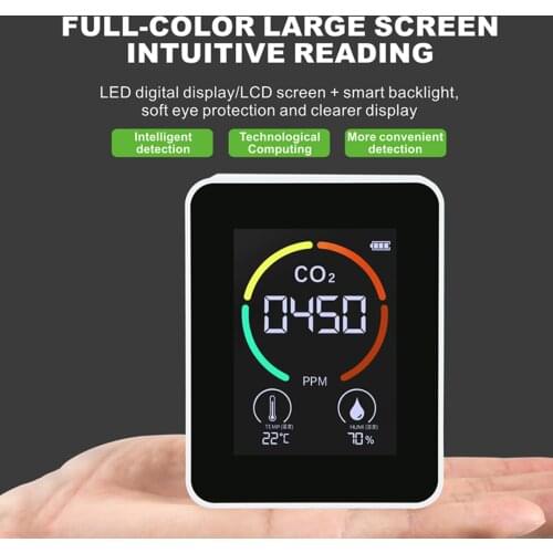 Air Quality Monitor CO2 Air Detector Carbon Dioxide Detector Temperature Humidity Sensor Real Time Reading