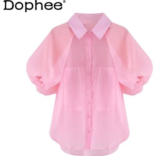Dophee Pink Blouses