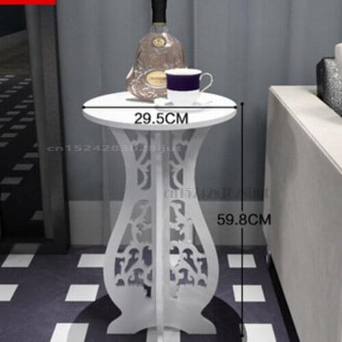 European Carved Simple Bedside Table Sofa Round Coffee Table Creative Living Room Waterproof Tea Table Phone Rack