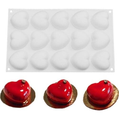 P9YE 15 Cavity Love Heart Baking Mold for Soap DIY Muffin Mold Cookie Silicone Mold