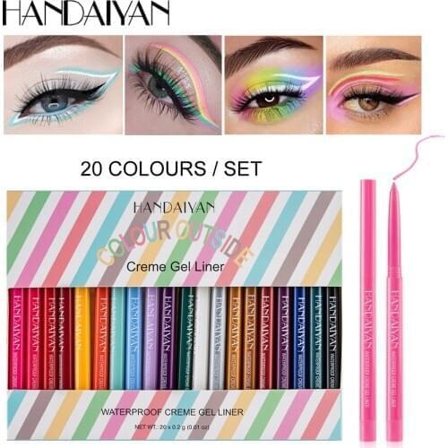 HANDAIYAN 20 Pcs/set Color Liquid Eyeliner Pen Set Waterproof Dryfast Shinning Beauty Eye Liner Pens Kit for Cosplay Party Gift
