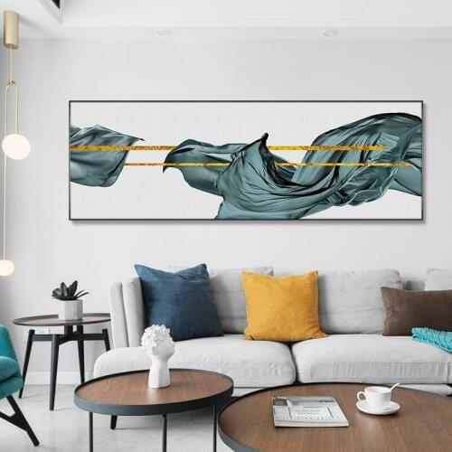 Modern Abstract Gold foil lines Green Canvas Art Paintings For Living Room Bedroom Posters And Prints Wall Poster Home Decor
