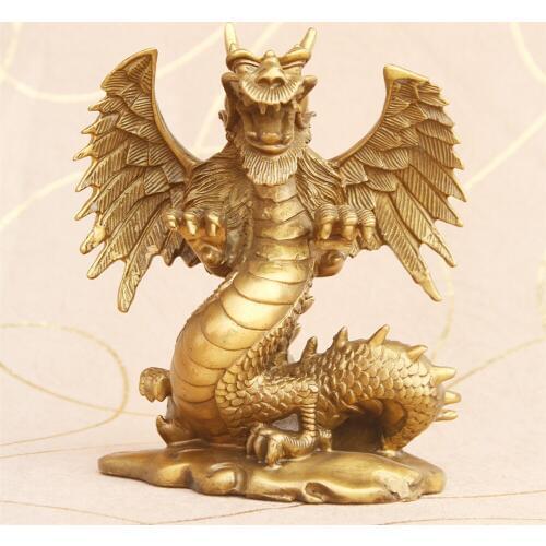 MOEHOMES china copper fengshui Career success dragon lucky statue home decoration metal crafts