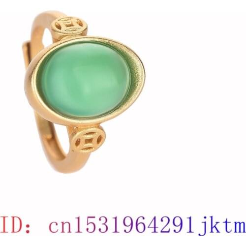 Green Jade Ring Gemstone Crystal Jewelry Natural Amulet Charm Men 925 Silver Gifts Chalcedony Fashion Zircon Women