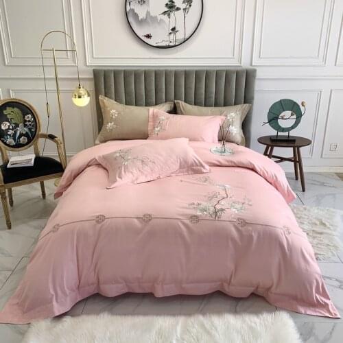 Elegant embroidery bedlinen Bedding Set King Queen Size Bed Linen 600TC egyptian Cotton Duvet Cover Bed Sheet Set Pillowcases