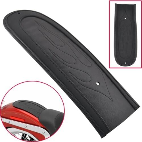 Motorcycle Black Flame Stitch Leather Rear Fender Bib Cover Pad Trim For Harley Dyna Wide Glide Fat Bob 2006-2017 Models
