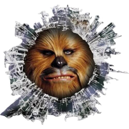 Dawasaru Creative Car Sticker Decal 3D Chewbacca Glass Slag Animal Motorcycle Waterproof Car Window Accessories PVC 13cm*12cm