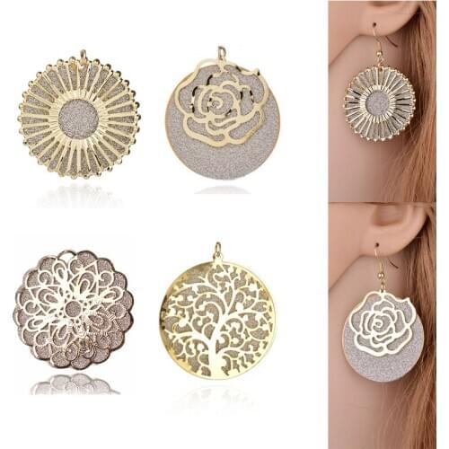 2020New 60Pcs Exaggerated Hollow Round Flower pendants alloy button for DIY Jewelry earring or necklace accessories DL23-DL25