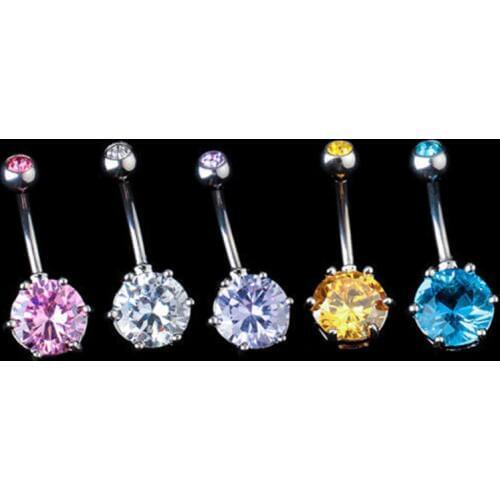 New Romantic Brand AAA Zircon Style Crystal Body Jewelry Belly Button Ring Body Piercing Navel Piercing Pink Blue Color Ombligo