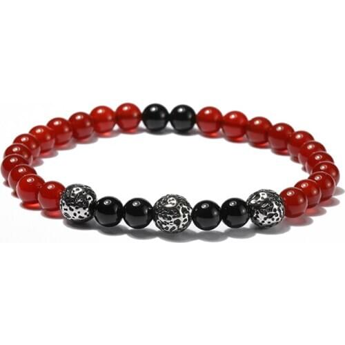 Wholesale elastic carnelian onyx stainless steel beads bracelet natural stone beaded Lovers bracelets 50pcs/lot+free shipping