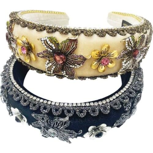 Baroque vintage palace Pearl Headbands For Women Hair Jewelry Solid Sponge Headband Elegant Hair Hoops Fashion Hair Accessories