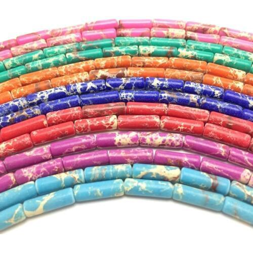 4x13mm multi-color imperial stone cylindrical beads Natural Sea Sediment Stone is used for DIY jewelry bracelet production