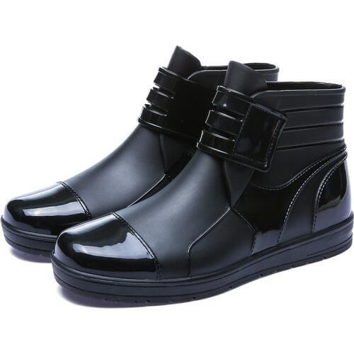 Rain Boots Mens Short Summer Men Low Top Rubber Boots Fashion Shoe Cover Anti-slip Rubber Shoes Waterproof Shoes Outdoor Adult