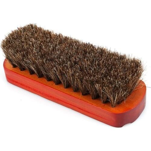 Horsehair Shoe Brush Polish Natural Leather Real Horse Hair Shoes Brush Wood Soft Polishing Bootpolish Boot Clean Tools