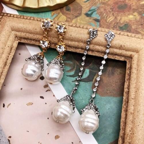Baroque Earrings Long Pendant Rhinestone Stud Crystal Ear Jewelry For Womens Party Accessories