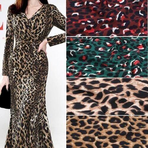 Gown Dress Leopard Chiffon Fabric Crepe Fabric Summer Fashion Material Breathable Cosplay DIY Craft Fabric 1 Yard