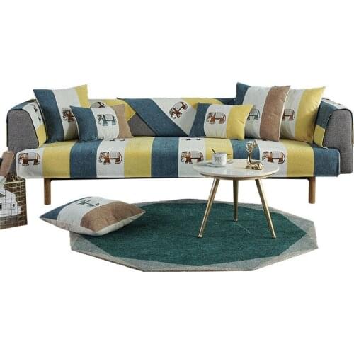 Modern Thin Solid Color Cushions for Sofa Quilted Sofa Cover Soft Plush Sofa Towel Anti-slip Couch Covers for Living Room