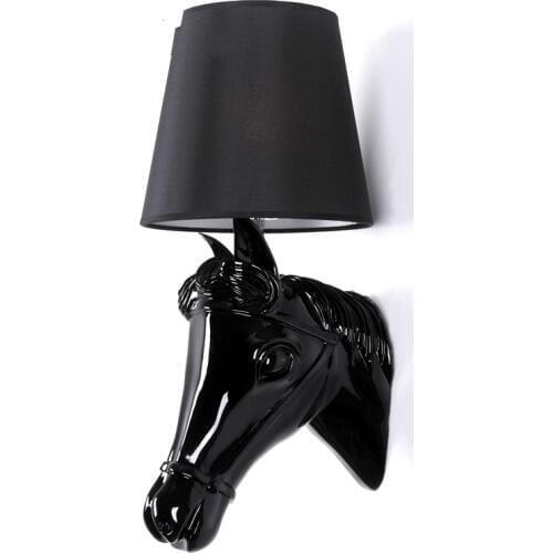 Brief modern vintage resin horse head wall lighting ofhead personalized lighting gangnam wall lamp cloth shade