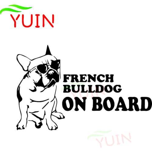 French Bulldog on Board Car Sticker Fashion Window Decoration PVC Waterproof Sunscreen Decal Black/white/red/laser/silver
