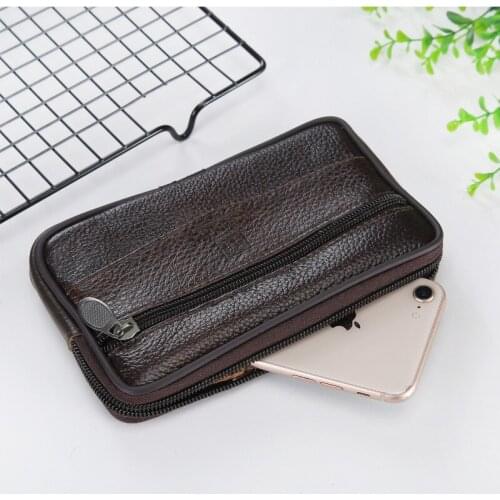 Men Fanny Pack Zipper Coin Purse Genuine PU Leather Burse Male Pockets Good Quality Phone Bag Casual Waist Packs Mans Bags