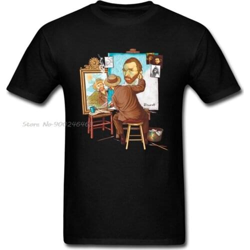 Funny Mens Tshirt Van Gogh Triple Self Portrait Father Day Cotton O-Neck Novelty Tops Tees Printed T Shirt Custom T-shirts