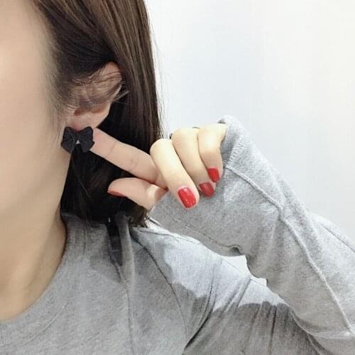New Trendy Black Red Sweet Bow Metal Spray Paint Stud Earring For Female Simple Korean Jewelry Hot Sell Christmas Gifts 2021
