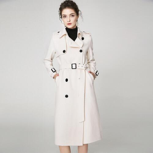 Women s winter coat white Double sided wool cashmere outwear 2019 autumn plus size ladies trench coats jackets long free ship