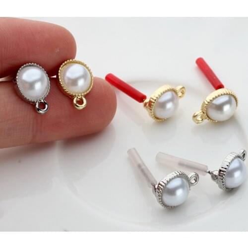 Zinc Alloy Golden Round Pearl Base Earring Connector 9mm 10pcs/lot DIY Fashion Earring Accessories