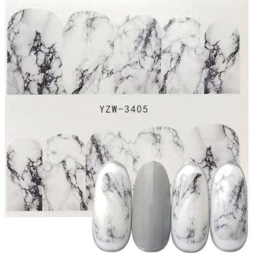 1 Sheet White Black Gradient Marble Nail Art Sticker Water Transfer Decal Watermark Slider Manicure Full Wrap Tool Decor
