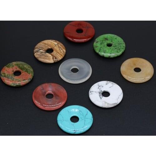 1Pcs 30mm Round Big Hole Beads Natural Stone Crystal Agates Malachite Loose Bead for Jewelry Making DIY Charm Necklace Earring