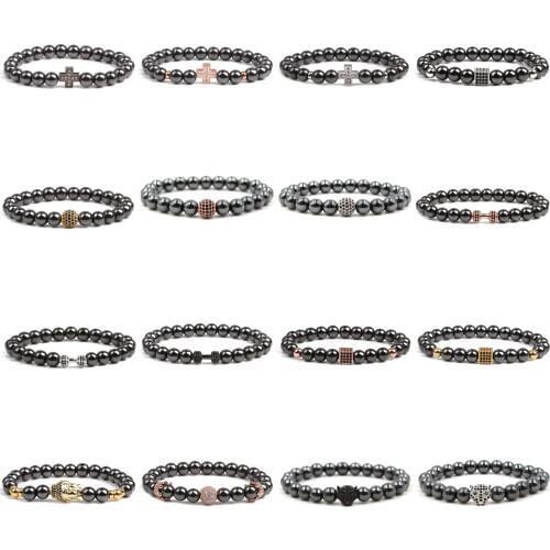 1Pc Weight Loss Bracelet Jewelry Health CareRound Magnetic Stone Therapy Slimming Hand Chain Hematite Stretch Magnet Bracelet