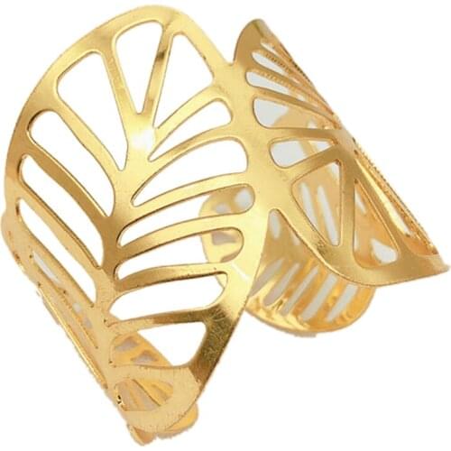 10Pcs Hotel Towel Ring Golden Leaf Napkin Ring Napkin Ring Metal Napkin Buckle Cloth Ring-ABUX