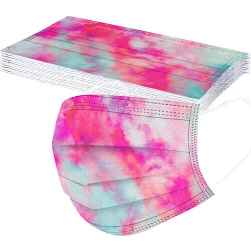10PC Adult Tie-dye Gradient Printed Three-Layer Dust-Proof Disposable mascarilla Monder Scarf Halloween Cosplay MasK