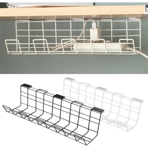 2/1PCS Hanging Wire Storage Rack Wall-Mounted Under Desk Cable Management Tray Office Wire Cord Power Strip Adapter Organizer