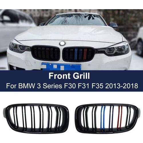 2PCS Front Kidney Grille Racing Grilles For BMW 3-Series F30 F31 F35 2012-2019 Dual Slat Grill Car Accessories Replacement Part