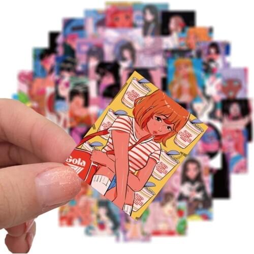 50pcs/Lot Wholesale Hotsale illustration Sticker Girls Sticker For Laptop Luggage Notebook Car Decals Kids Toys Decal