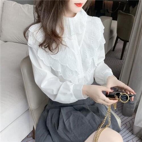 Blouse Women Autumn Winter Chiffon Shirt Womens Lace Top Blusas Mujer De Moda