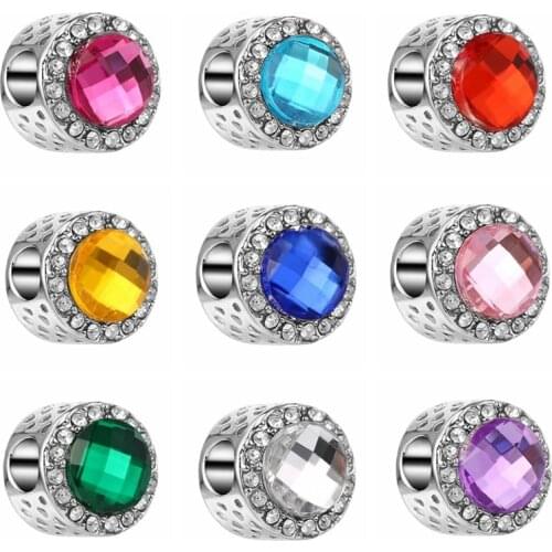Big Color Crystal Round Rondelle Clip Charms Spacer Beads Fit European Snake Chain Pandora Charms Bracelet DIY Jewelry Making