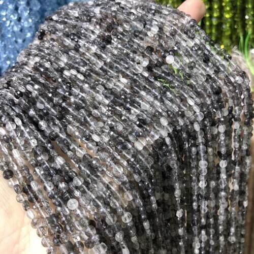 Natural Aquamarines Stone Beads 4mm Round Faceted Loose Spacer Beads for Jewelry Making Bracelet DIY Necklace Accessories