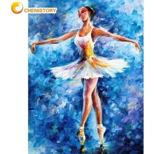 Chenistory Painting By Numbers For Adults Ballet Dancer Figure Paint Kits DIY Gift 40x50cm Framed Home Wedding Room Decors