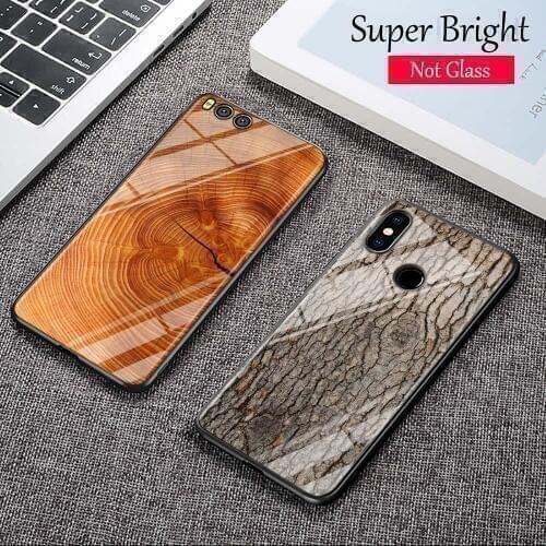 Black Cover Texture Wood for Xiaomi Mi A1 A2 5X 6X 6 8 9 9SE CC9 F1 9T 9TPro Mi Play Super Bright Glossy Phone Case